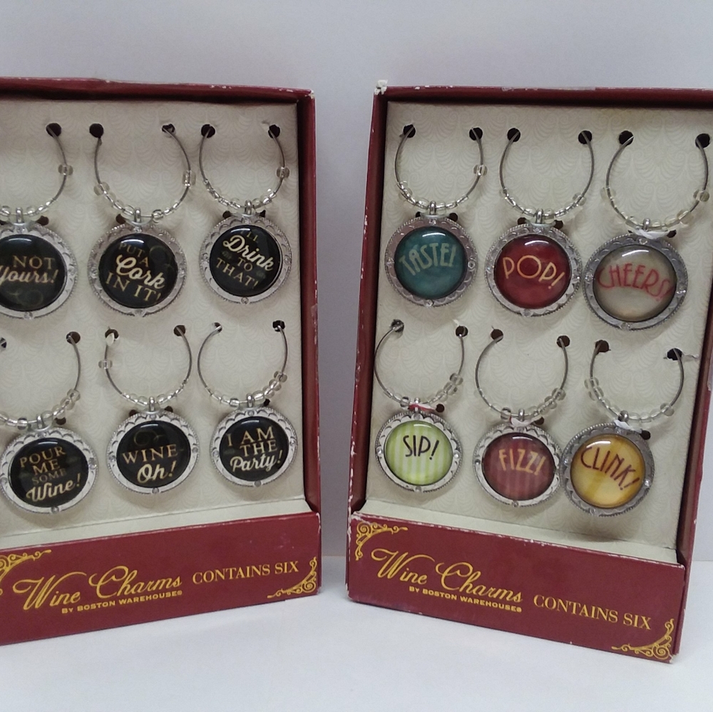 Wine Charms By Boston Warehouses. 12 Pieces.